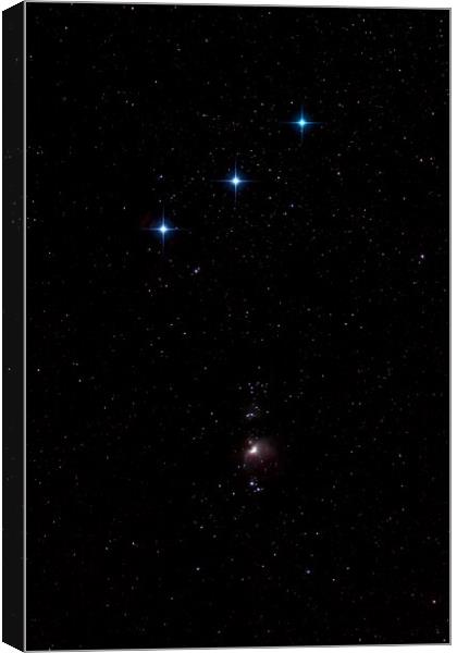 Orions Belt and Nebula Canvas Print by Roger Green