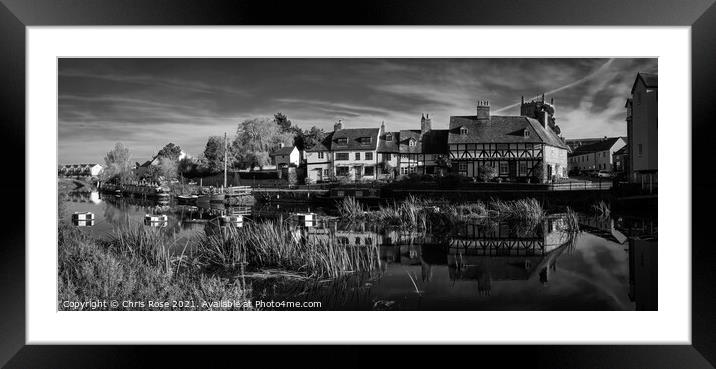 Tewkesbury, idyllic riverside cottages Framed Mounted Print by Chris Rose