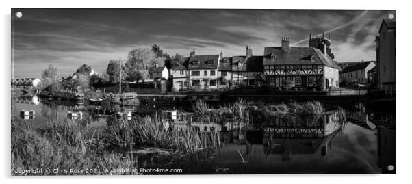 Tewkesbury, idyllic riverside cottages Acrylic by Chris Rose