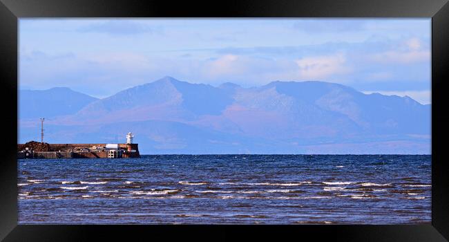 Troon harbour and Arran`s mountains Framed Print by Allan Durward Photography