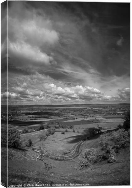 Coaley Peak Viewpoint, winding road Canvas Print by Chris Rose