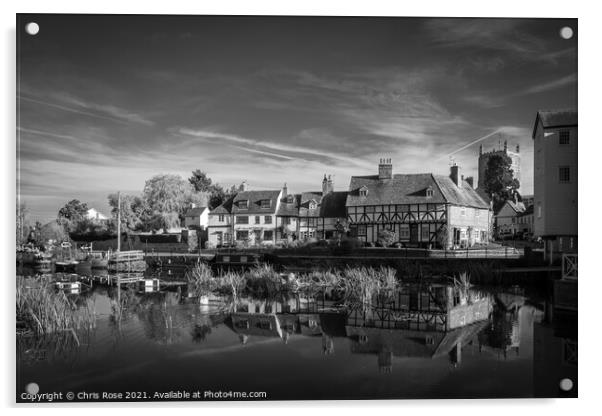 Tewkesbury, idyllic riverside cottages Acrylic by Chris Rose