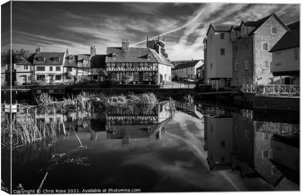 Cottages and Abbey Mill in Tewkesbury Canvas Print by Chris Rose