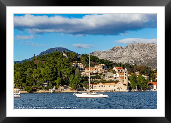 Blue sky over Cavtat. Well known tourist destination near Dubrovnik. Framed Mounted Print by Sergey Fedoskin