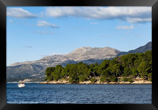 Blue sky over mountains on adriatic coast Framed Print by Sergey Fedoskin