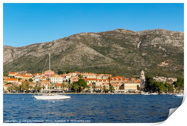 Blue sky over Cavtat. Well known tourist destination near Dubrovnik. Print by Sergey Fedoskin
