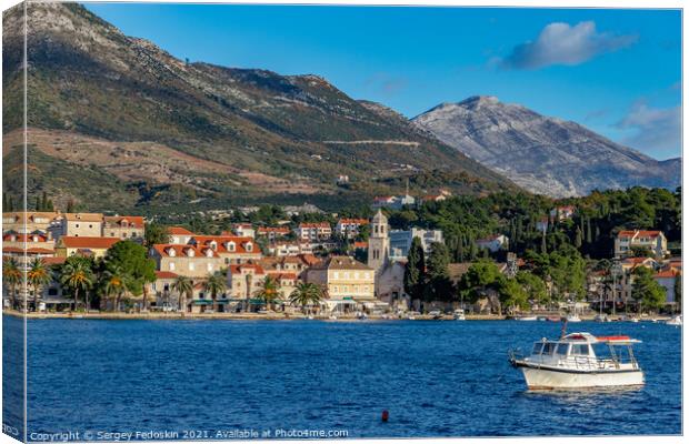 Blue sky over Cavtat. Well known tourist destination near Dubrovnik. Canvas Print by Sergey Fedoskin
