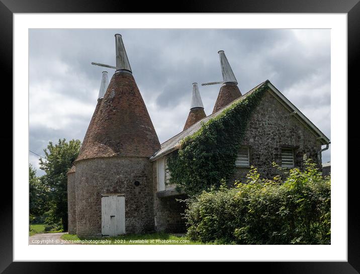 Traditional converted Oast Houses near Ightham Mote, Ivy Hatch,  Framed Mounted Print by johnseanphotography 