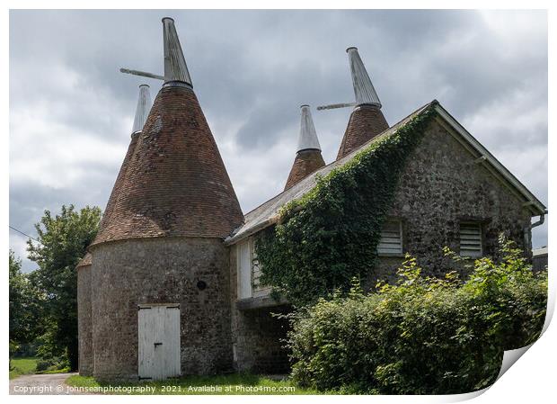 Traditional converted Oast Houses near Ightham Mote, Ivy Hatch,  Print by johnseanphotography 