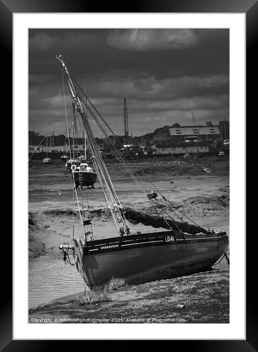 The Endeavour at low tide, Leigh on Sea Framed Mounted Print by johnseanphotography 