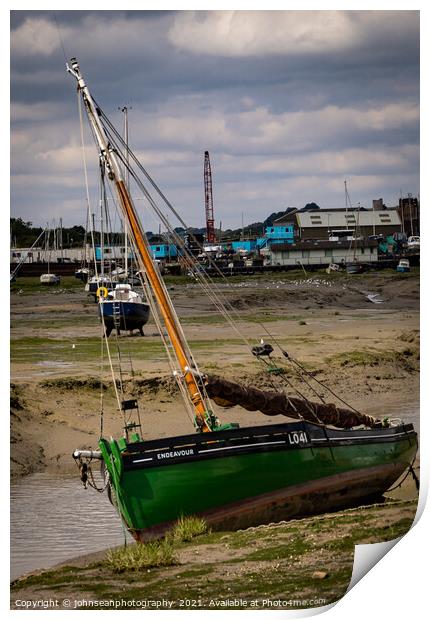 The Endeavour at low tide, Leigh on Sea Print by johnseanphotography 