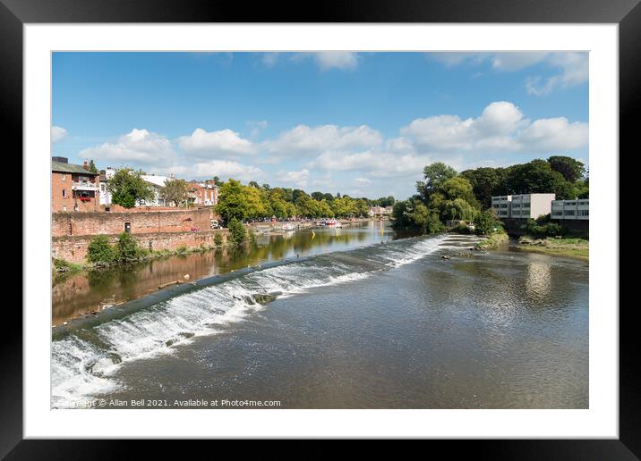 River Dee and weir looking upstream Framed Mounted Print by Allan Bell