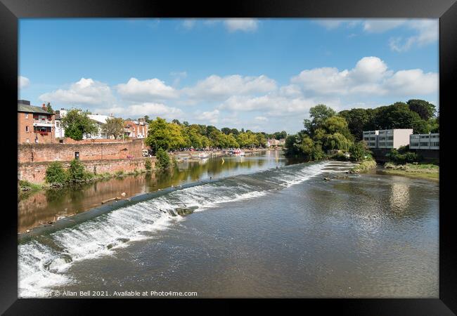 River Dee and weir looking upstream Framed Print by Allan Bell