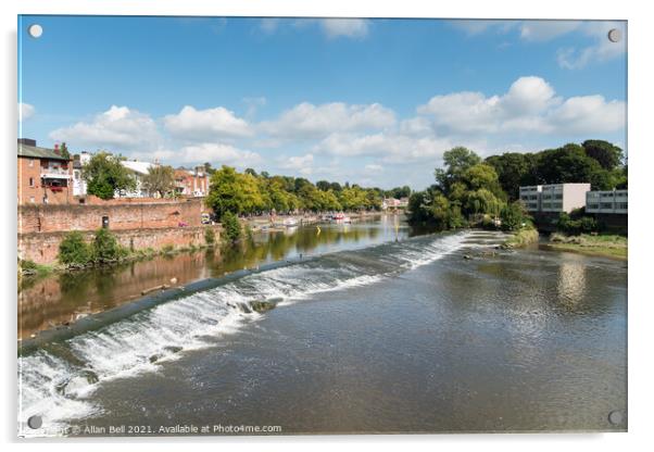 River Dee and weir looking upstream Acrylic by Allan Bell
