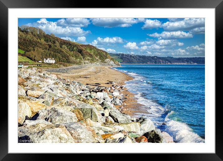 Serene South Devon Beachscape Beesands Framed Mounted Print by Roger Mechan