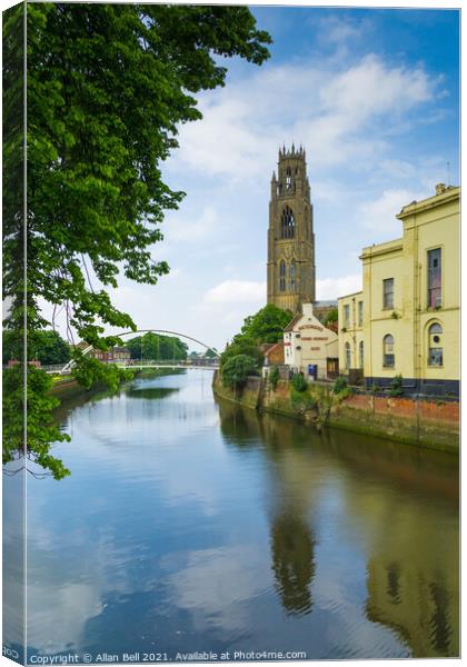Boston Stump and River Witham Canvas Print by Allan Bell