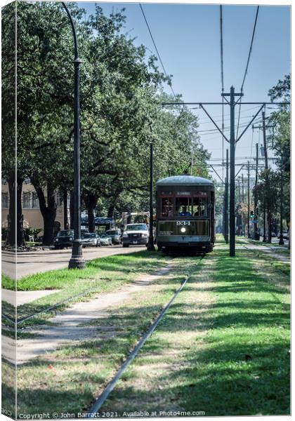 New Orleans Streetcar 934 in the Garden District Canvas Print by John Barratt