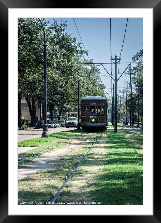 New Orleans Streetcar 934 in the Garden District Framed Mounted Print by John Barratt