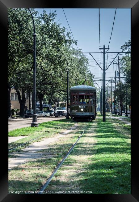 New Orleans Streetcar 934 in the Garden District Framed Print by John Barratt
