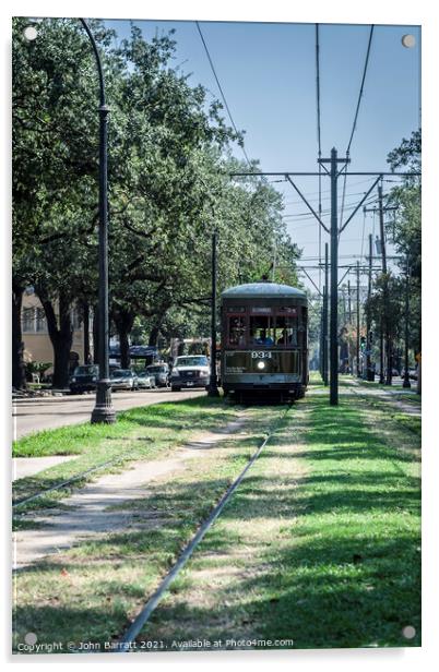 New Orleans Streetcar 934 in the Garden District Acrylic by John Barratt