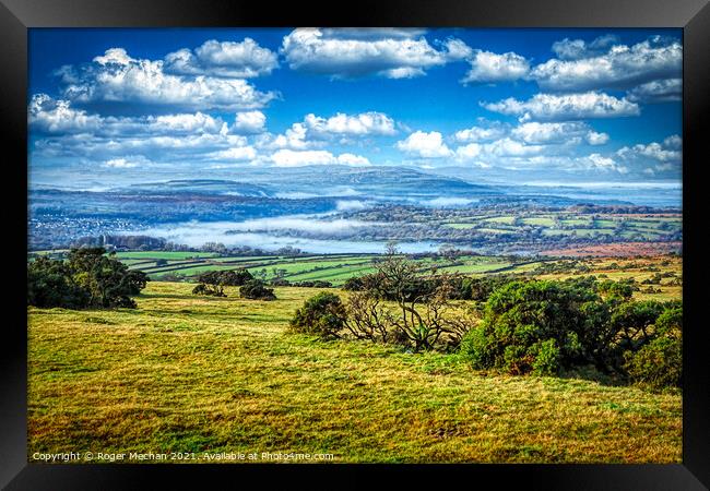 Misty Tamar Valley and Cornwall Framed Print by Roger Mechan