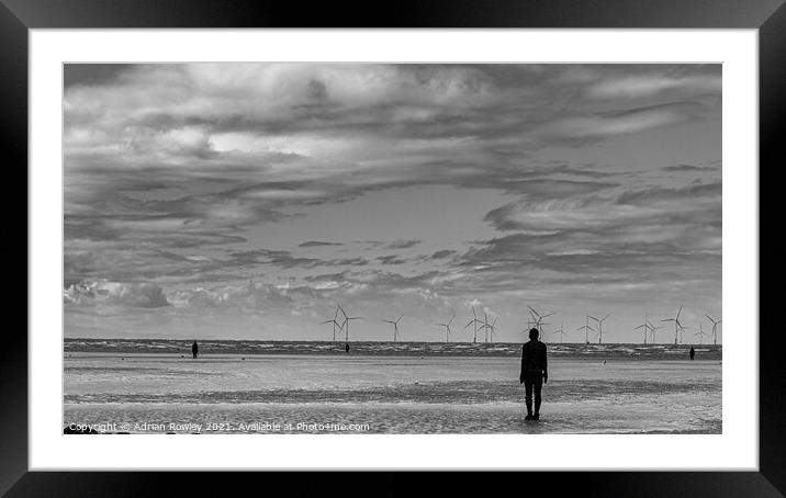Anthony Gormley's Another Place at Crosby Beach, Merseyside Framed Mounted Print by Adrian Rowley
