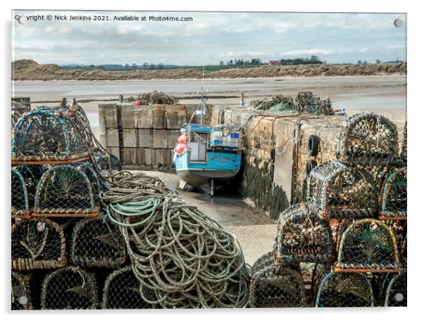 Beadnell Harbour Low Tide Northumberland Acrylic by Nick Jenkins