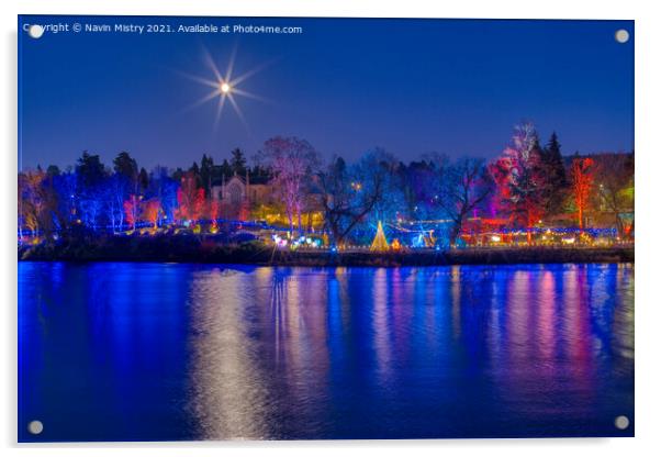Perth Riverside Chrismas Lights (2021) Acrylic by Navin Mistry