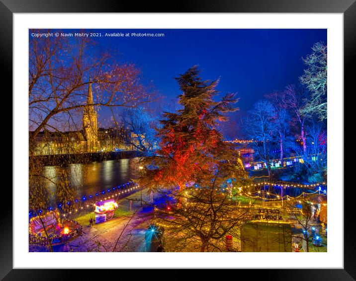 Perth Riverside Chrismas Lights (2021) Framed Mounted Print by Navin Mistry