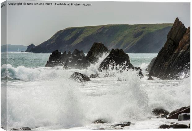 Rough Sea at Marloes south Pembrokeshire Canvas Print by Nick Jenkins
