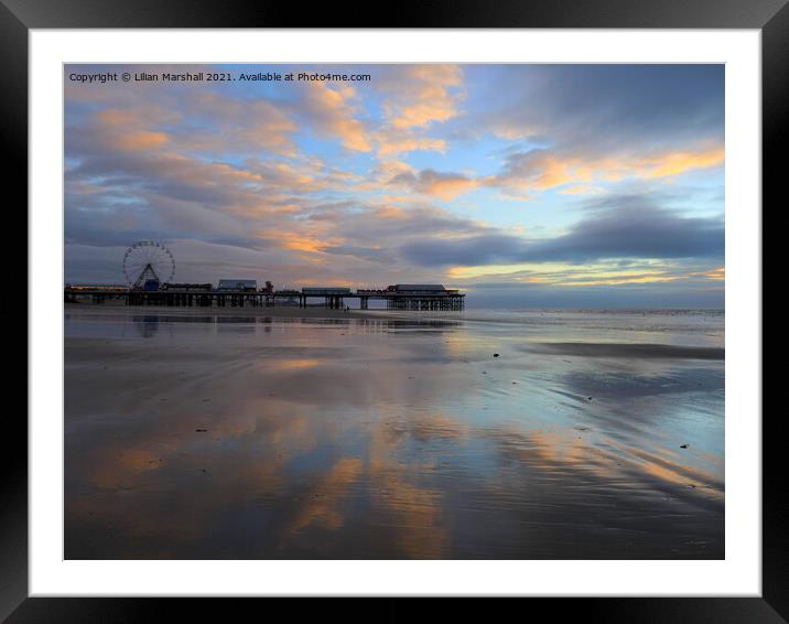 Sunset over Central Pier.  Framed Mounted Print by Lilian Marshall