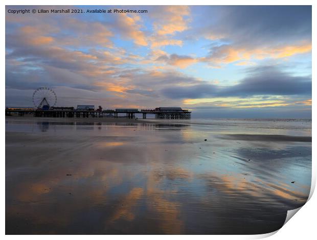 Sunset over Central Pier.  Print by Lilian Marshall