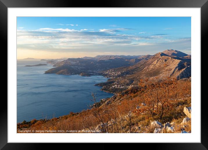 Beautiful winter Mediterranean landscape. View of Adriatic coast. Croatia. Framed Mounted Print by Sergey Fedoskin