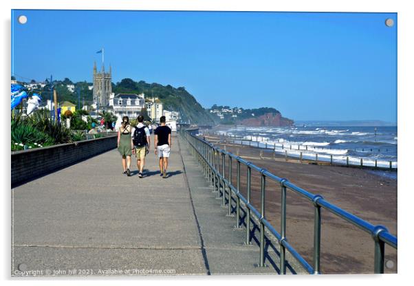 Promenade walk, Teignmouth, Devon, UK. Acrylic by john hill