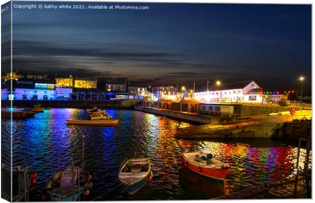 Porthleven nights Canvas Print by kathy white