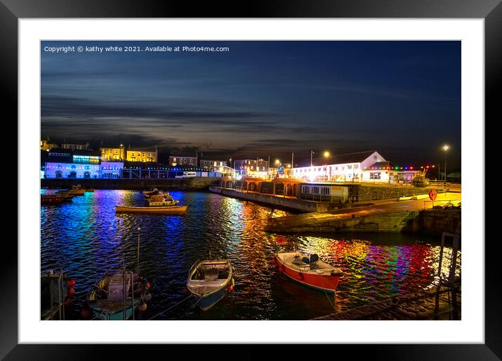 Porthleven nights Framed Mounted Print by kathy white