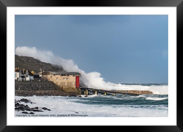 Sennen Lifeboat station Big Waves Framed Mounted Print by Simon Maycock