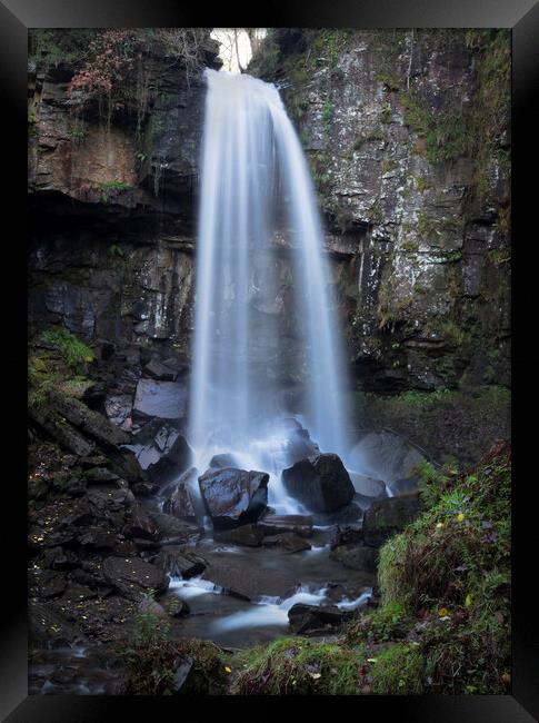 Melincourt waterfall in full flow Framed Print by Leighton Collins