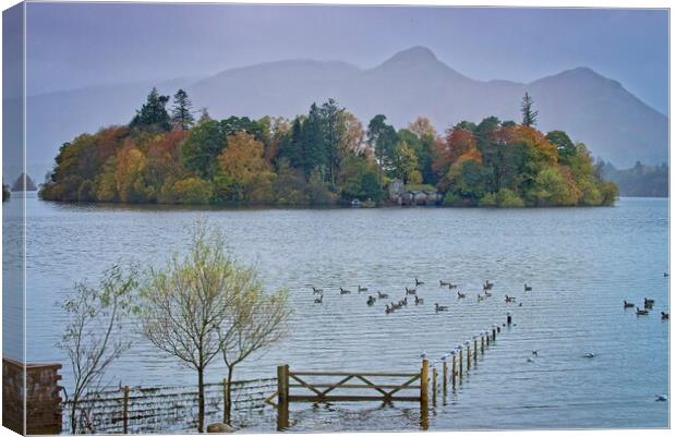 Misty Catbells across Derwent Water from Crow Park, Keswick Canvas Print by Martyn Arnold