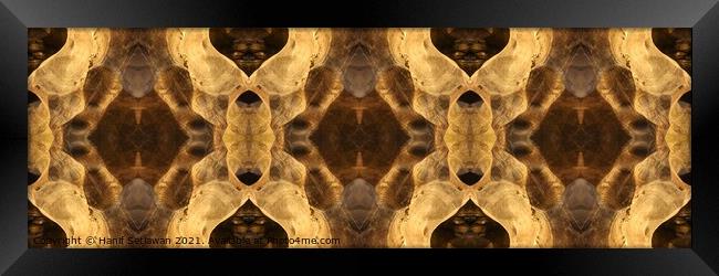Triptych of Rotated Mirrored Ornament on cave wall Framed Print by Hanif Setiawan