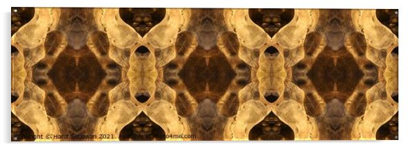 Triptych of Rotated Mirrored Ornament on cave wall Acrylic by Hanif Setiawan