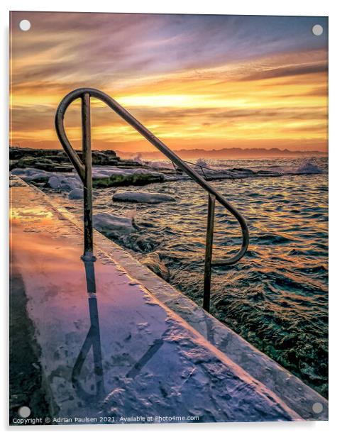 Sunrise over Dalebrook tidal pool Acrylic by Adrian Paulsen