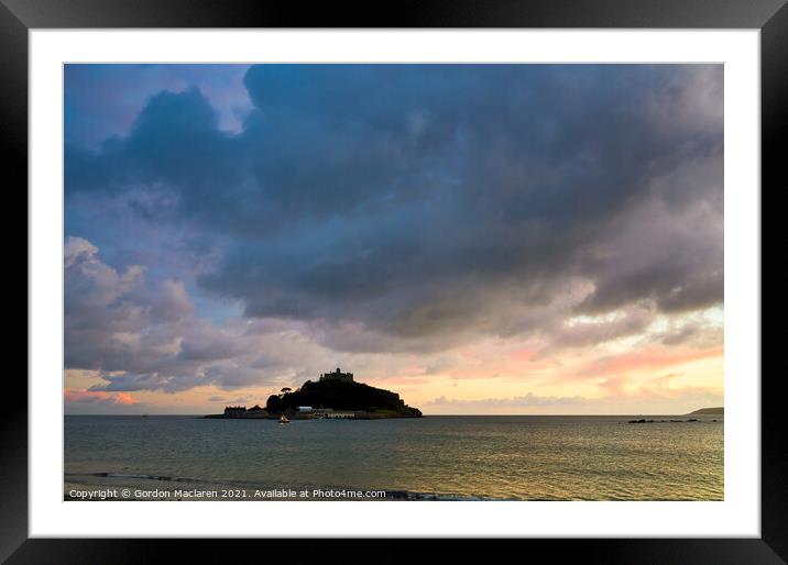 Sunset over St Michaels Mount, Marazion, Cornwall Framed Mounted Print by Gordon Maclaren