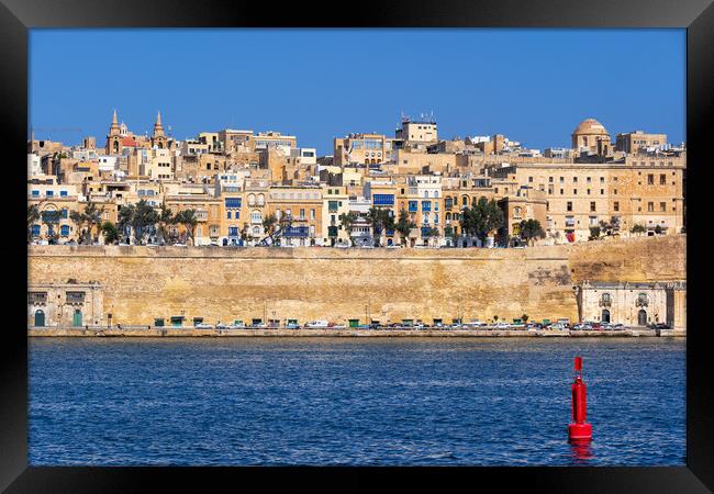 Valletta City Skyline In Malta Framed Print by Artur Bogacki