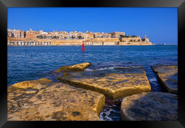 Valletta City And Grand Harbour In Malta Framed Print by Artur Bogacki