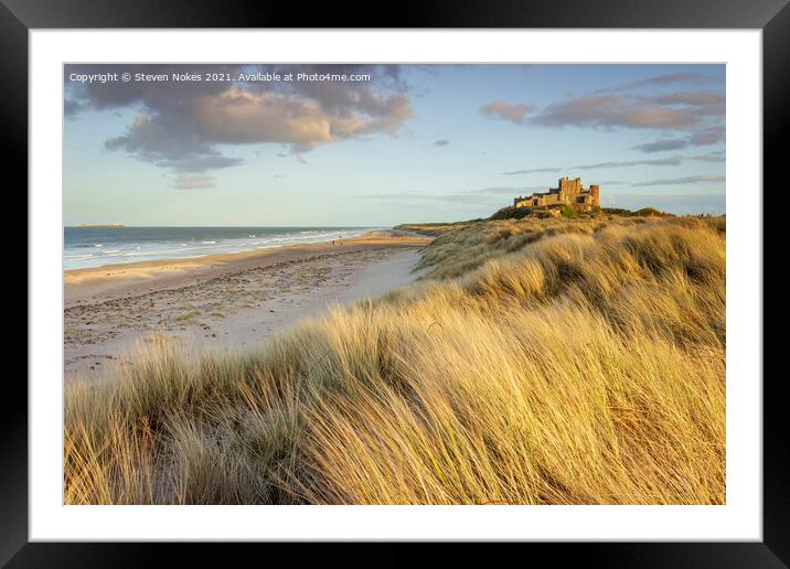 Golden Hour at Bamburgh Castle Framed Mounted Print by Steven Nokes