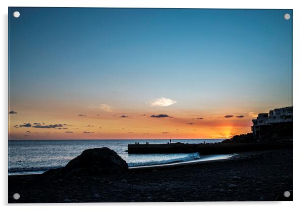 Colourful Costa Adeje sunset, Tenerife Acrylic by Phil Crean