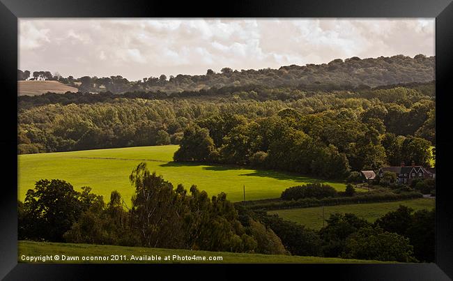 The Green Fields, Sussex UK Framed Print by Dawn O'Connor