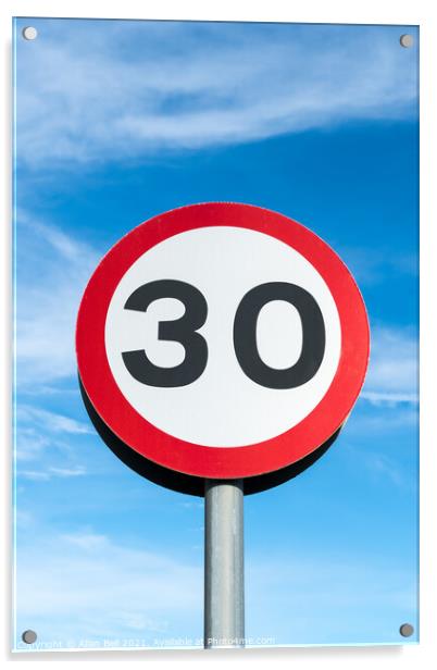 Thirty miles per hour road sign Acrylic by Allan Bell