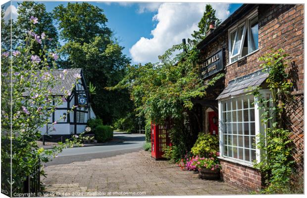 Thelwall Post Office & Pickering Arms pub on a sunny day Canvas Print by Vicky Outen